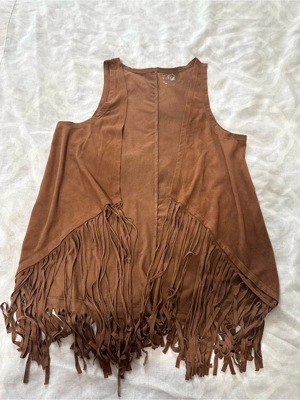 Justice Brown Faux-Suede Fringe Vest